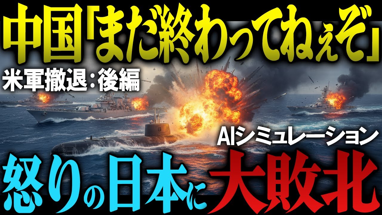 【衝撃】中国「まだ終わってねぇぞ」もしも中国艦隊壊滅の直後、第三勢力が日本海に侵攻してきたら…自衛隊の切り札で大艦隊が12分で全滅！米軍敗走で日本孤立するも…【AIシミュレーション】