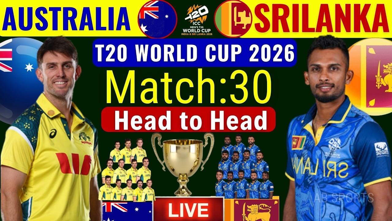 🔴Прямая трансляция: Австралия против Шри-Ланки, матч 30 | Чемпионат мира ICC T20 2026, матч 30 | ...