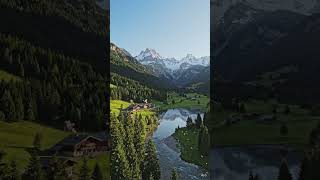 A beautiful natural scene forest mountain valley likes river #forest #mountain #villey #likes #river