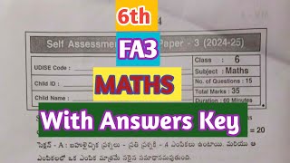 Famous 6th Class FA3 Maths Question Paper with Answers| Model Paper 2026| #mathematics  Wealth