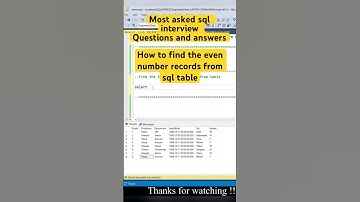 How to find the even number records from SQL table #shorts #sql #sqlqueries #sqlinterview #coding