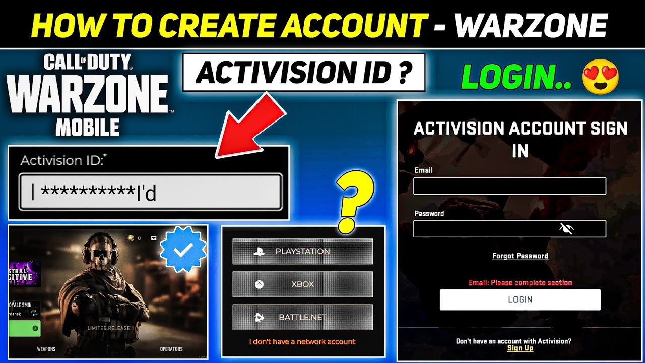 How To Create Account in COD Warzone Mobile  Activision Account Sign in  Cod Warzone Mobile, Sign up 