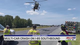 Multi-car crash shut down Interstate 85 South in Davidson County on Saturday