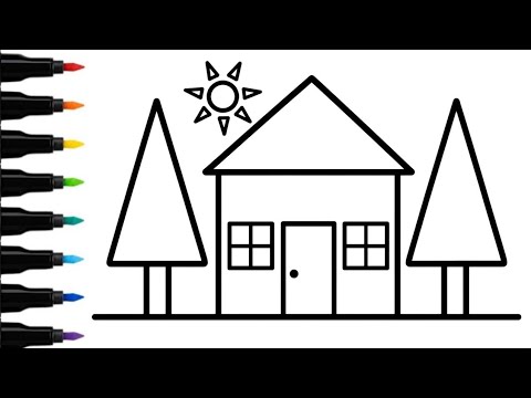 How to Draw a House from Shapes 🏠 | House Drawing for Kids | Easy Shapes Drawing Tutorial