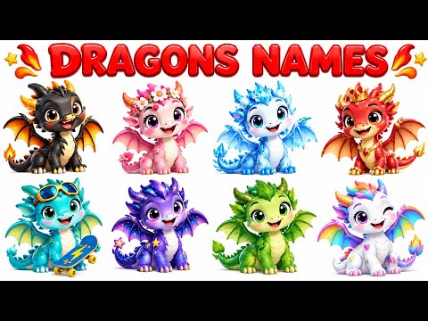 Dragon Names 🐉 | 10 Dragon Names for Kids | Learn Dragon Names in English | 3D Cartoon