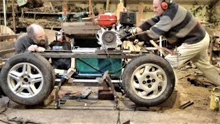 Homemade Bandsaw Mill From Old Car Wheels