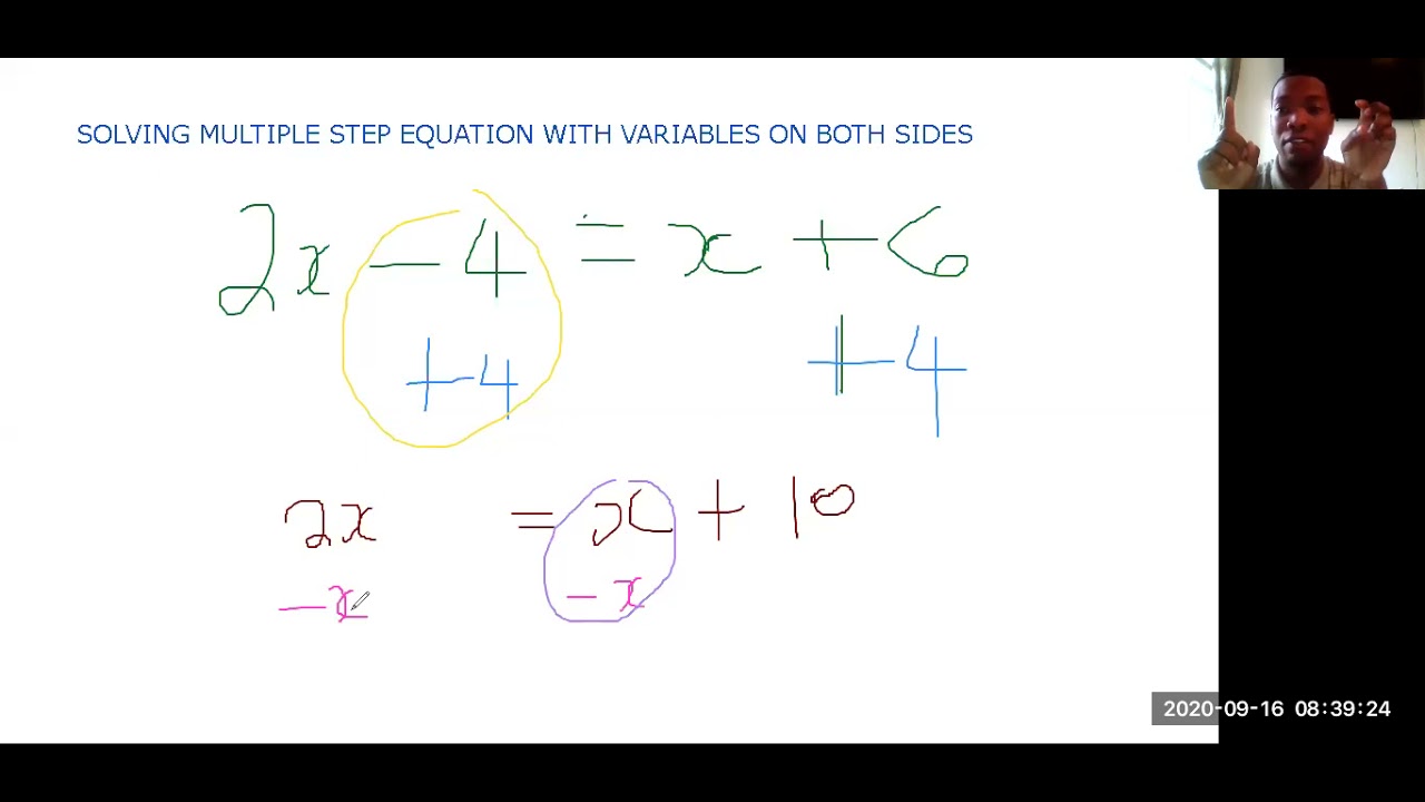 Solving Multiple Step Equations with variables on both sides - YouTube