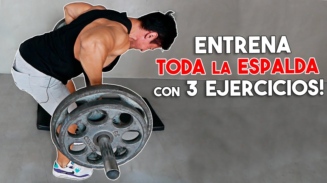 Entrena TODA ESPALDA EN CASA barra con 3 ejercicios! - YouTube