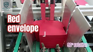Red envelope with 90° rotation  in XS 800 folder gluer machine #foldinggluing