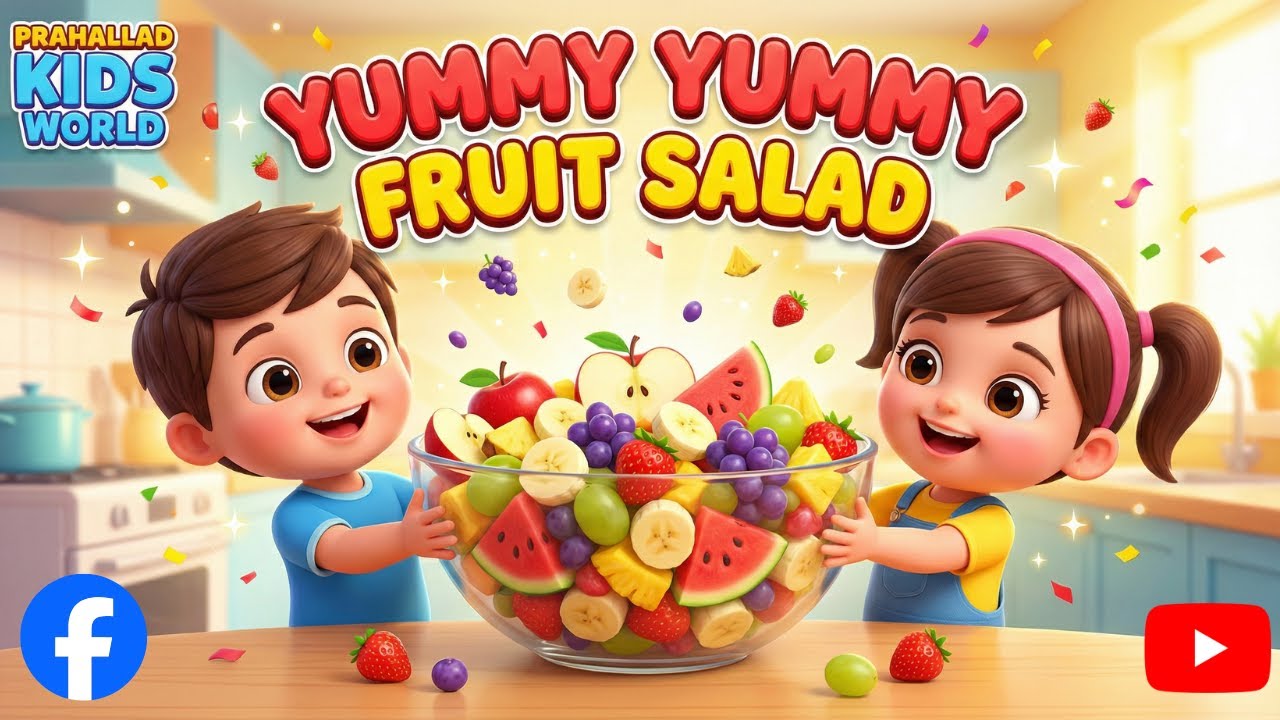 Yummy Yummy Fruit Salad Song 🍎🍌 | Learn Fruits & Healthy Eating | Prahallad Kids World