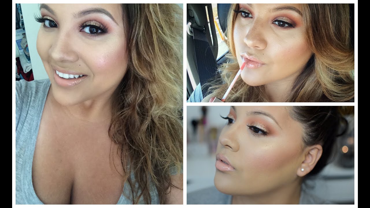 Orange Summer Gold Glitter Makeup Tutorial