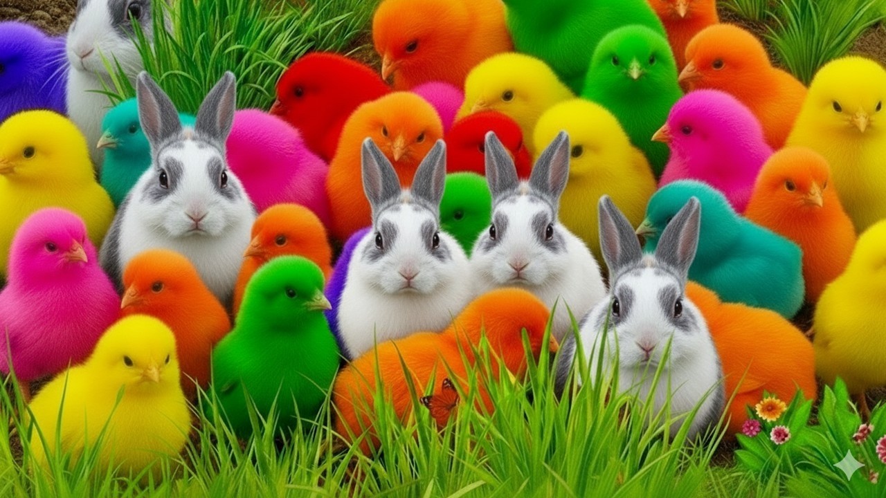 Tangkap Ayam Lucu, ayam warna warni, ayam rainbow, kelinci lucu, bebek lucu, ikan koi, Hewan Lucu