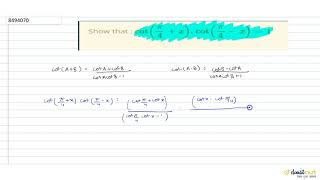 Show that : `cot (pi/4 + x).cot (pi/4 - x) =1`