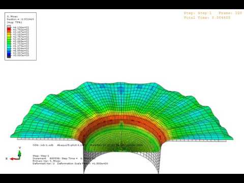 Abaqus explicit CAE deep drawing of steel Mises Stress 2