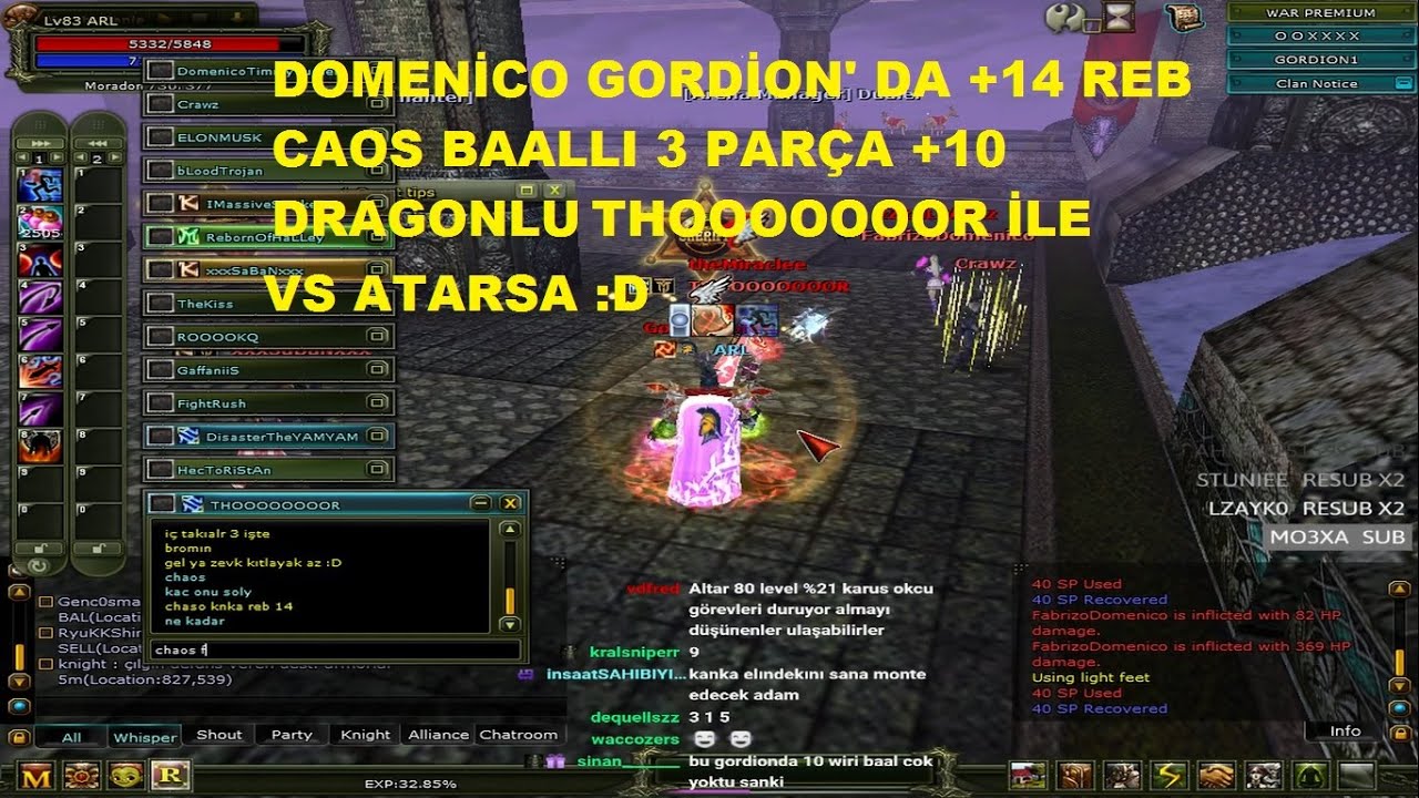 Domenico Vs THOOOOOOOR Gordion' un Full Warrioru ile Vs Atıyor - Knight Online