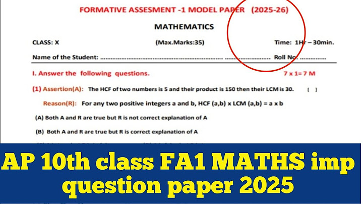 Ap 10th class FA1 maths question paper 2025 || FA1 maths question paper 2025 || 10th FA1 maths paper