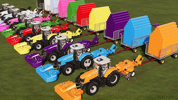 DANCE OF COLORS! ALL COLORS !  SMALL BALES AND ULTRA FAST LOADER VEHICLES! FARMING SIMULATOR 19