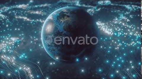 A Rotating Globe in Optical Fiber Clouds Transmitting Signals | Motion Graphics - Envato elements