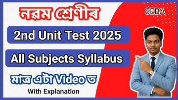 Class 9 2nd Unit Test 2025  All Subjects Syllabus / 2025 / SEBA /