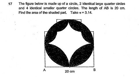 P6 - 2018 Nanyang SA1 Q17 - Large and Small Quarter Circles Shaded Area