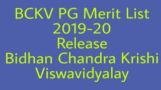 BCKV PG Merit List 2019-20 published M.Sc/M.Tech
