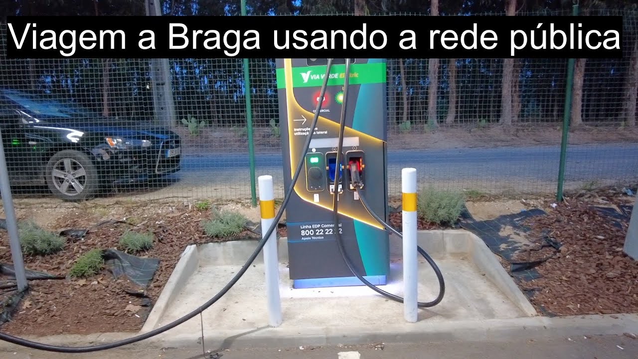 Viagem de Queluz a Braga usando a rede pública, por auto-estrada e no Tesla Model 3
