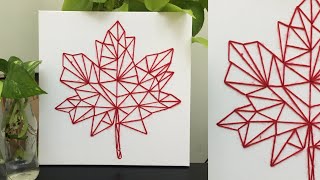 DIY Wall Mate - string art maple leaf ( Fall Decoration ) DIY wall hanging decor / home decoration