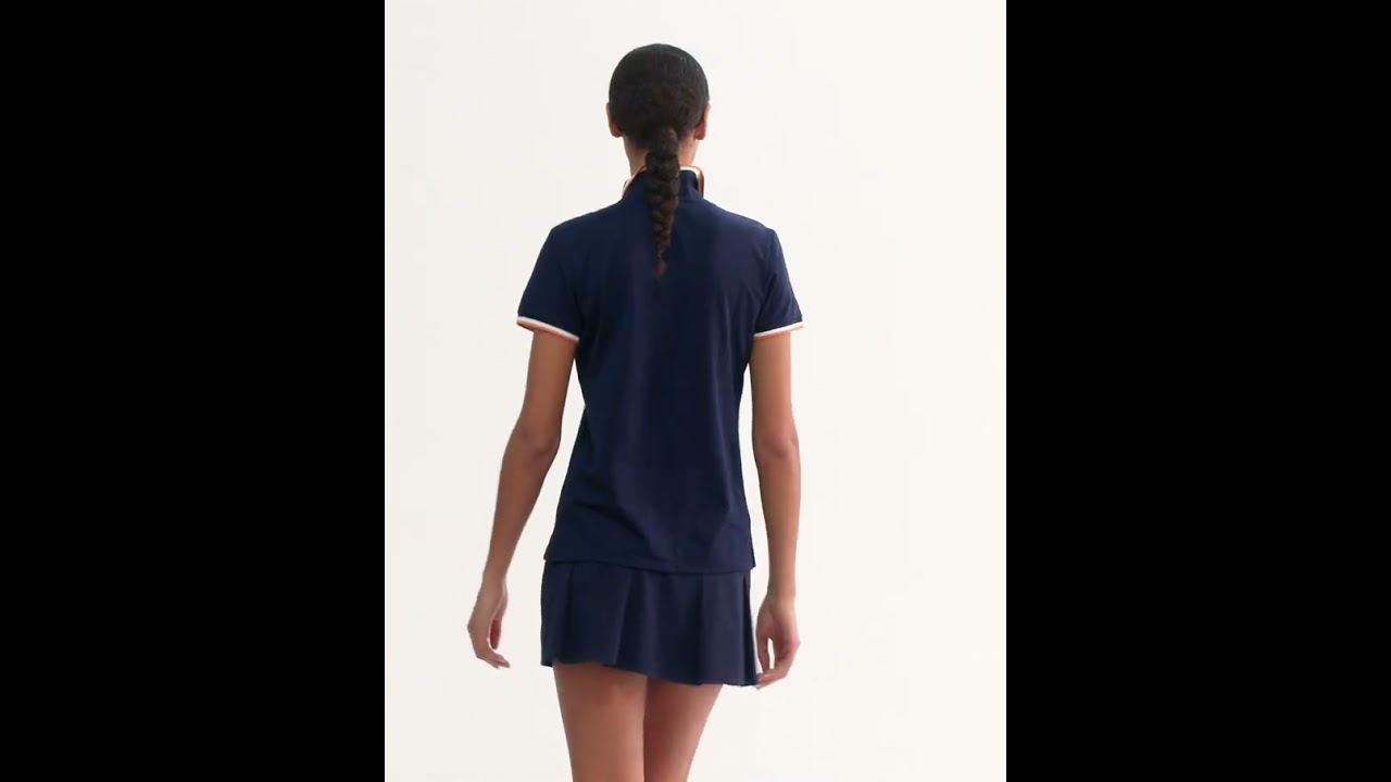 RLX Ralph Lauren Women's Tour Pique - French Navy/Pure White/Orange