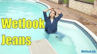 Wetlook Swimming Fully Clothed Wetlook Jeans Girl Wet Look Fun