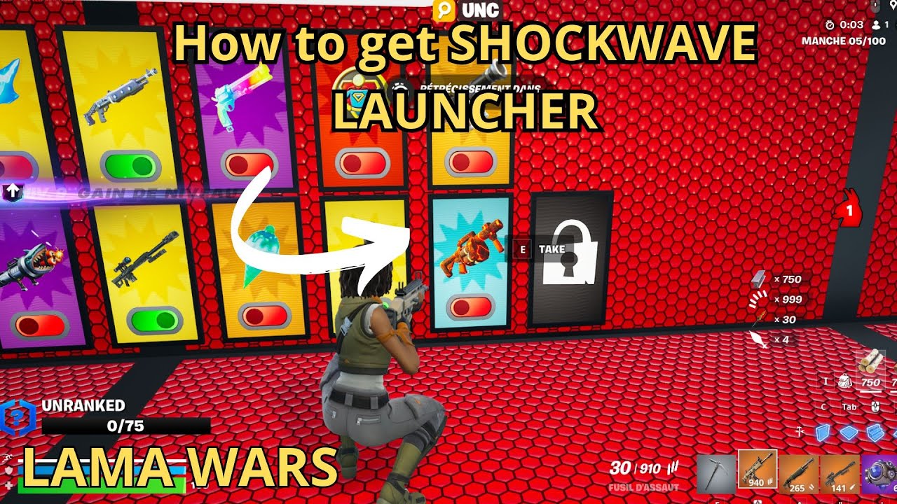 SECRET LAMA WARS ZONE WARS UNC MAP FORTNITE CREATIVE - How to find SHOCKWAVE LAUNCHER tutorial