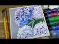 Relaxing acrylic painting #28 / Easy art / step by step / Hydrangea/ How to paint a Hydrangea