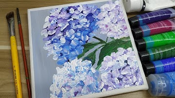 Relaxing acrylic painting #28 / Easy art / step by step / Hydrangea/ How to paint a Hydrangea