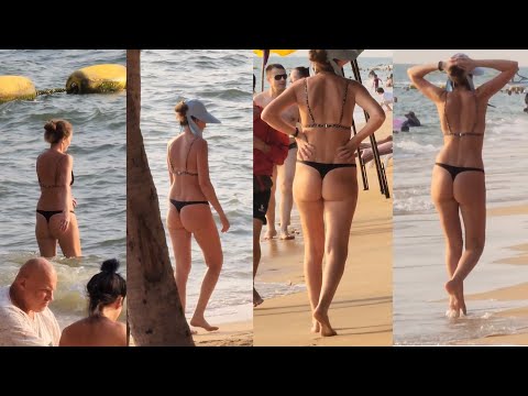 🔥Russian Girl 🧡beautiful women try on haul thong bikini wear swimsuit on the beach🌴 models Instagram