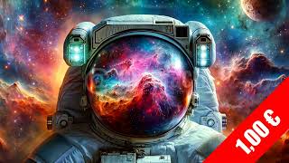 Astronaut Helmet Nebula Reflection — Creative Space Stock Footage (HD)