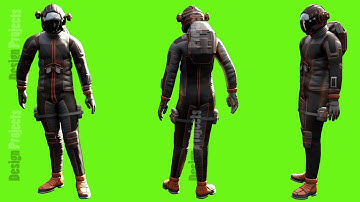 Sci-fi astronaut shoulder rubbing. Loopable animation on green screen. 4k.