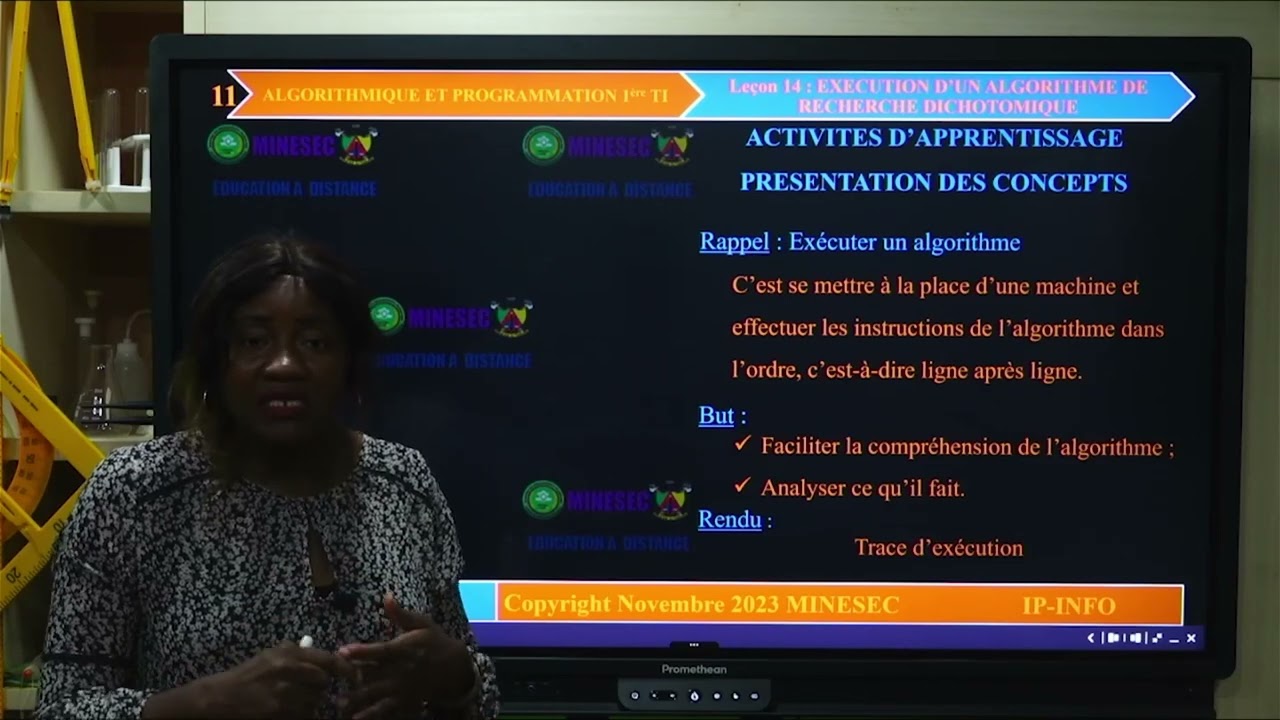 IP-INFO ALGO-PROG 1ere TI Leçon 14 Exécution d’un algorithme de recherche dichot