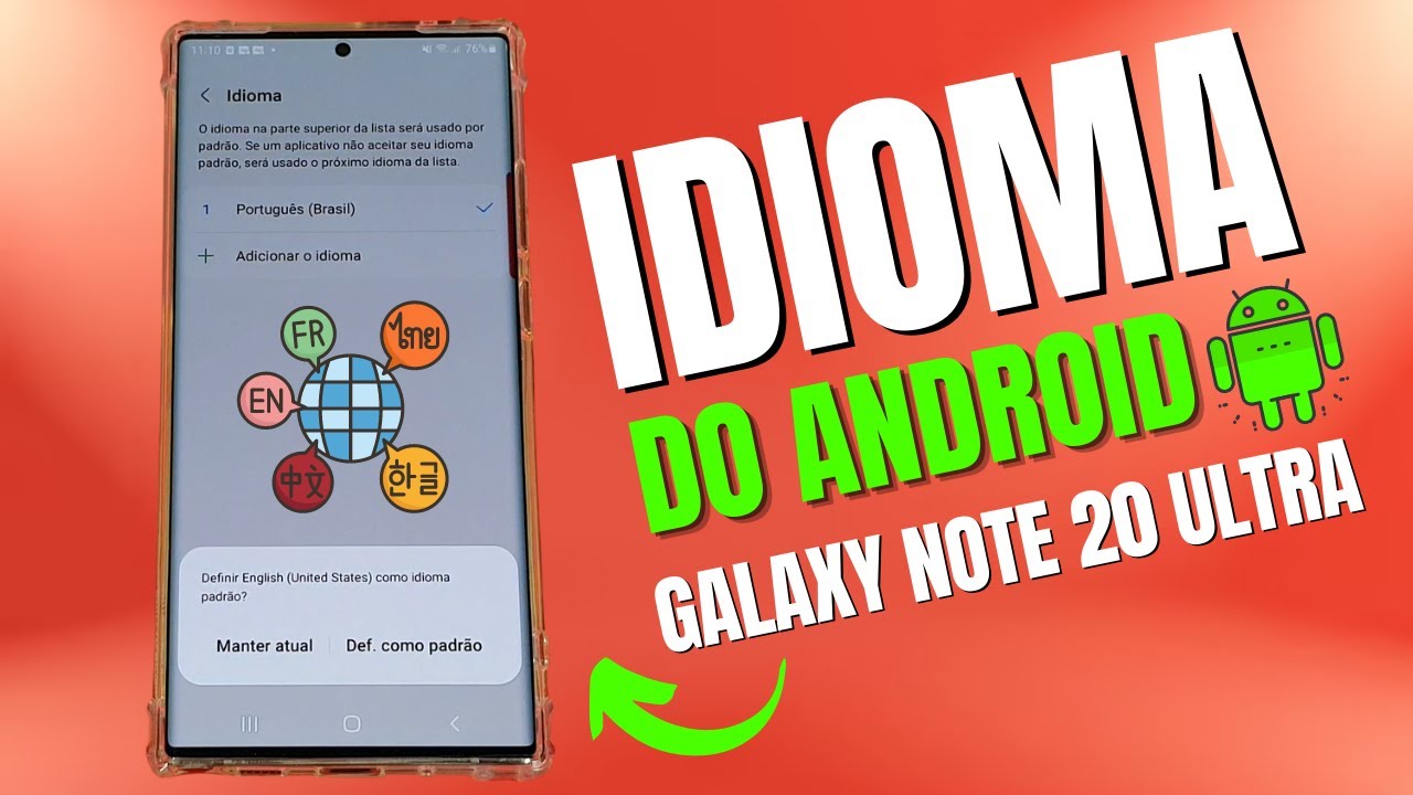 COMO ALTERAR O IDIOMA DO ANDROID DO CELULAR SAMSUNG GALAXY NOTE 20 ...