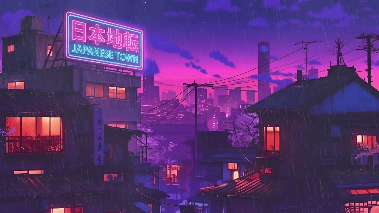 Rainy Japan Nightscape 🌧️ Lofi Hip Hop Beats | 80s & 1990 | The Japanese Town