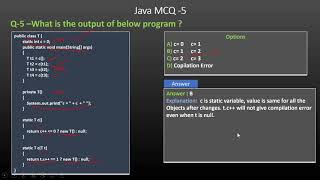 Java MCQ-5 Java static based question answer - 5 Wealth