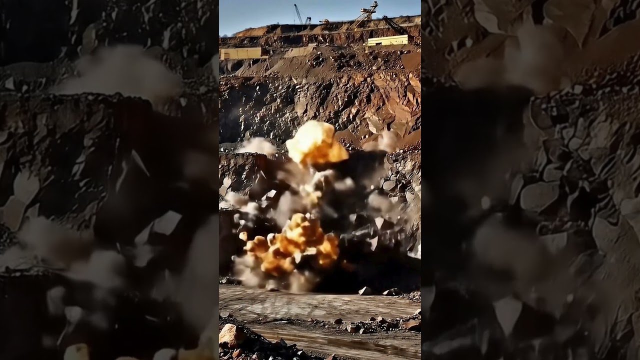 Controlled mine explosion in action 💥⛏️ 