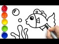 How to Draw a Fish | Easy Fish Drawing and Coloring for Kids | Learn Colors for Children