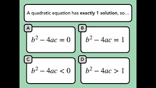 Discriminant — SAT Math Facts & Formulas Quiz (16)