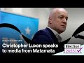 Christopher luxon speaks to media from matamata  25 september 2023  rnz