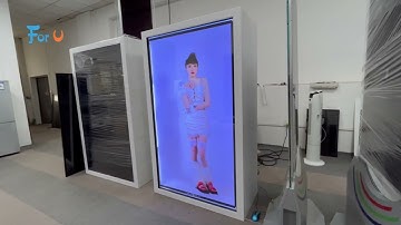 75 inch human size transparent lcd display box hologram 3D interactive transparent lcd showcase