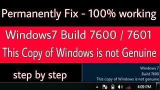 windows 7 build 7600 7601 this copy of windows is not genuine permanently fix 100 working