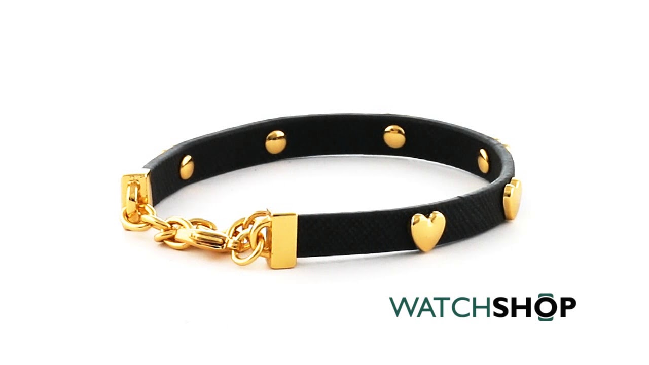Juicy Couture Las Pvd Gold Plated Layered In Heart Juicy Couture Las Pvd Gold Plated Layered In Heart Leather Bracelet Wjw734 001