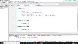 C Program for the square and cube of a given number (using functions)