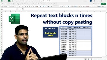 How to repeat cell values or set of values n number of times? Cross join in MS Excel