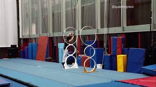 Dive Roll 360 Flip Through 2 Hoops