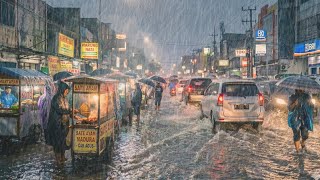 INSANE CITY STORM‼️ ROARING THUNDER AND HEAVY RAIN ALL NIGHT 🌩️🌪️